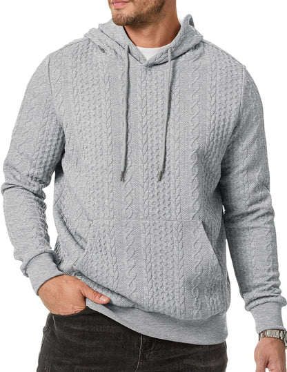 Men's hooded sweatshirt with textured cable knit pattern NOVAE