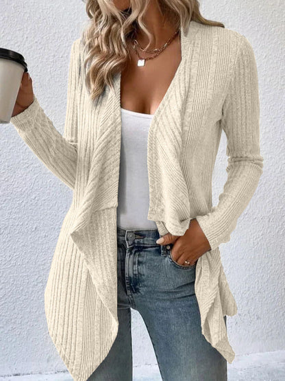 Women's casual cardigan with asymmetrical hem and open design NOVAE