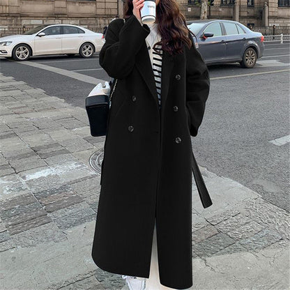 Women's Elegant Wool Coat with Double Button Placket and Wide Lapels NOVAE