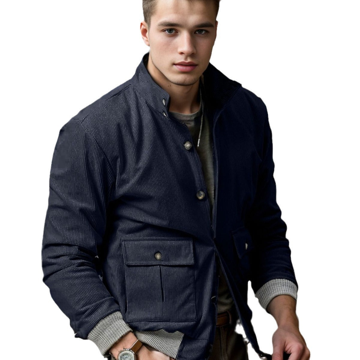 Men's modern corduroy jacket with practical pockets NOVAE