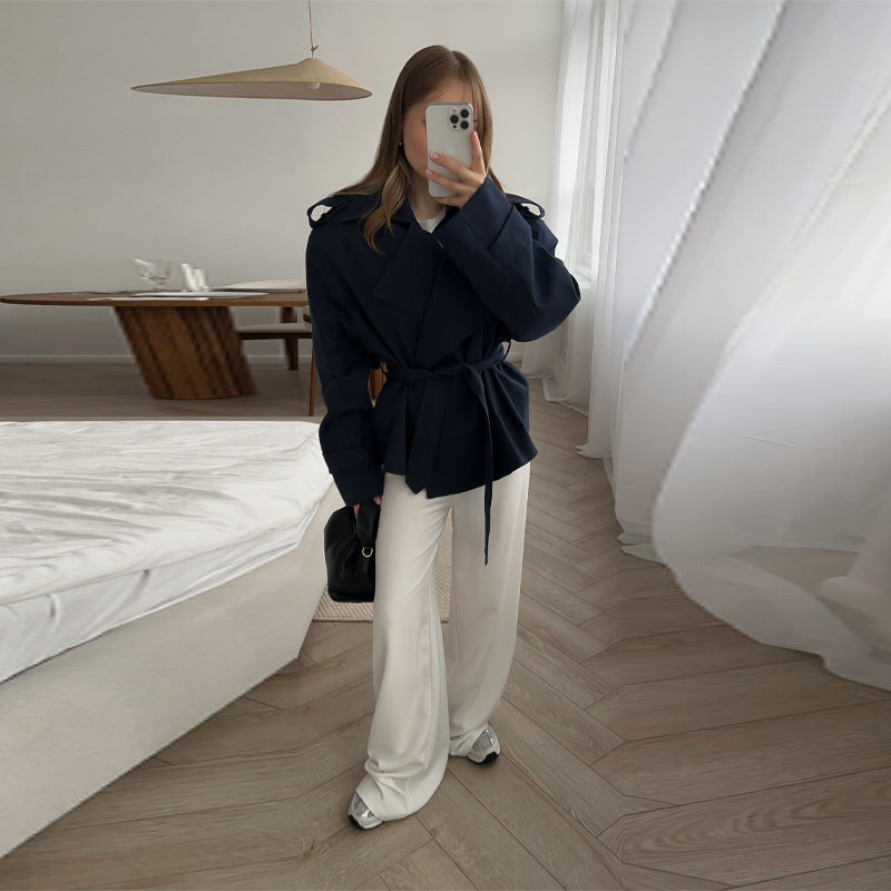Women's Elegant Oversized Trench Jacket with Belt and Structured Sleeves NOVAE
