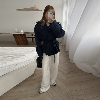 Women's Elegant Oversized Trench Jacket with Belt and Structured Sleeves NOVAE