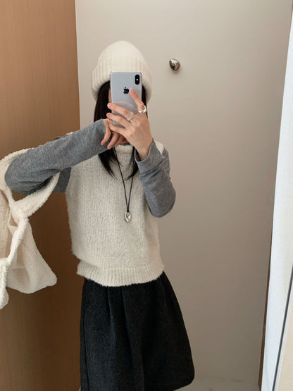 Women's knitted vest with soft, fluffy material and modern cut NOVAE