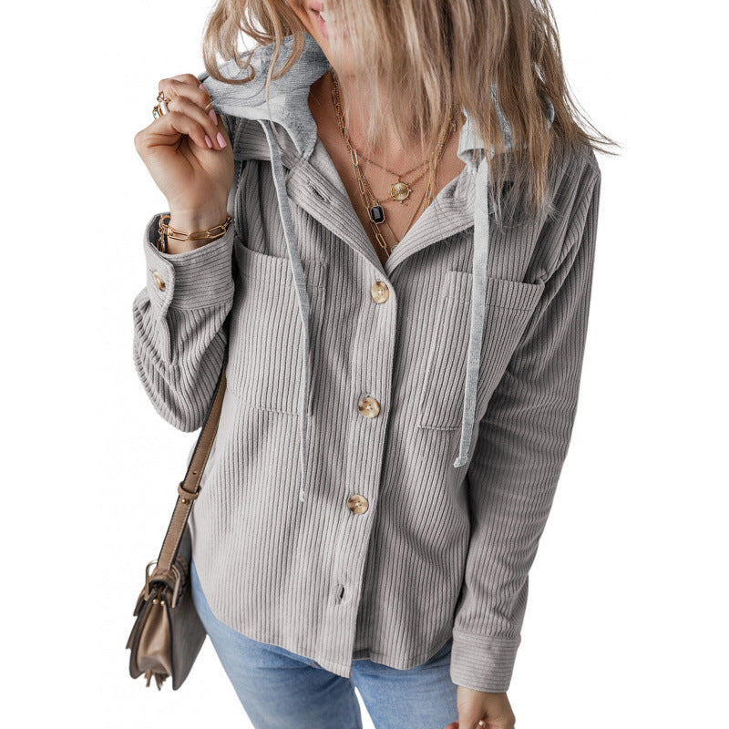 Women's casual shirt jacket with hood and side pockets NOVAE