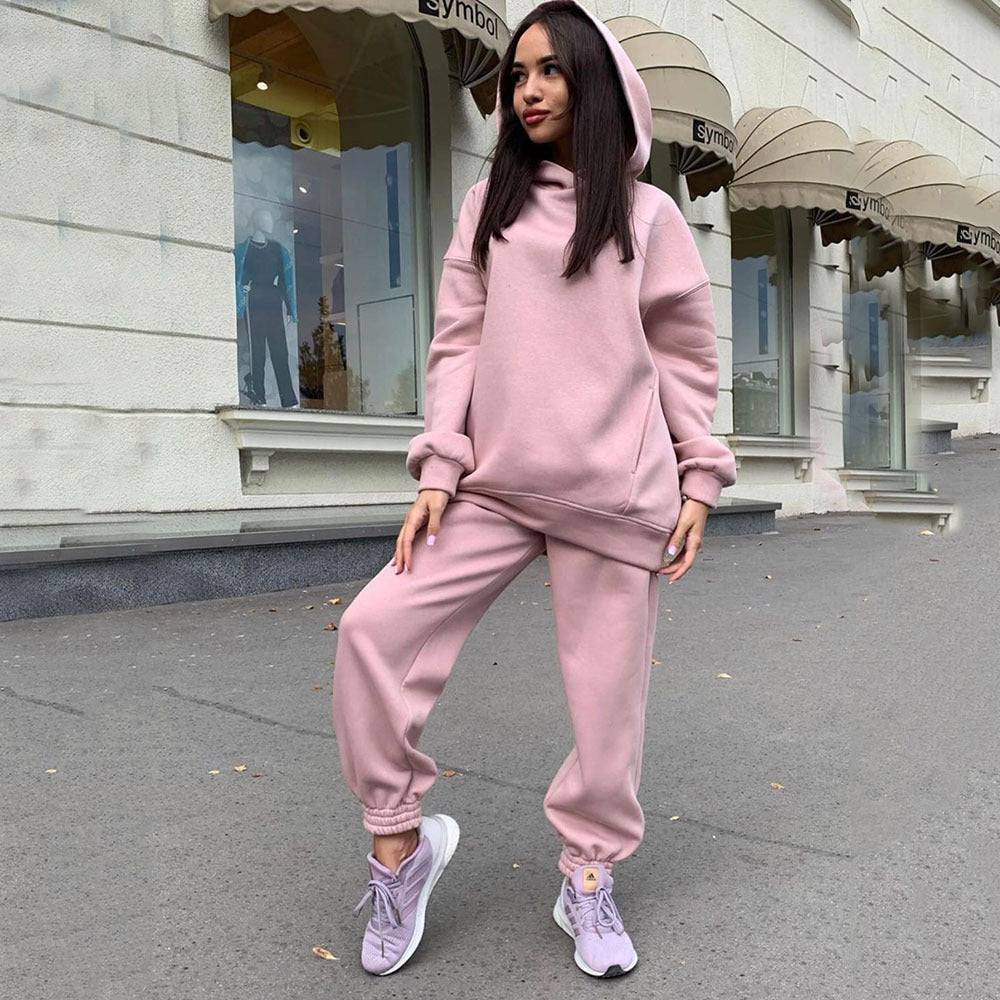 Women's Comfortable Hoodie and Jogging Pants Set with Hood and Elastic Waistband NOVAE