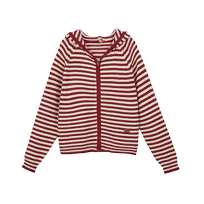 Women's striped hooded jacket with practical zipper and side pockets NOVAE