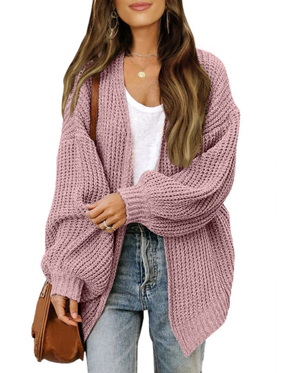 Women's Delicate Chunky Knit Cardigan with Iridescent Sleeves NOVAE