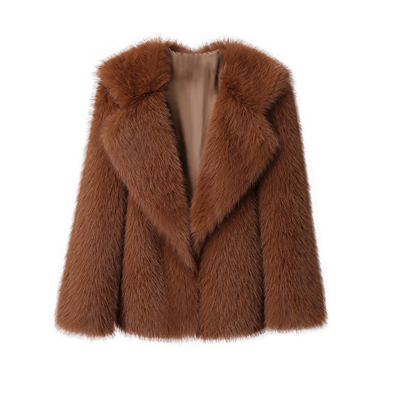 Women's elegant faux fur blazer with stylish collar NOVAE