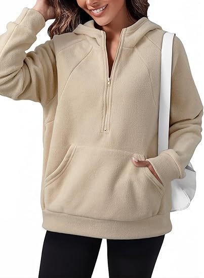 Women's fleece hooded shirt with practical kangaroo pocket NOVAE