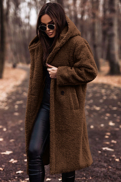 Women's teddy coat with a generous cut and practical pockets NOVAE