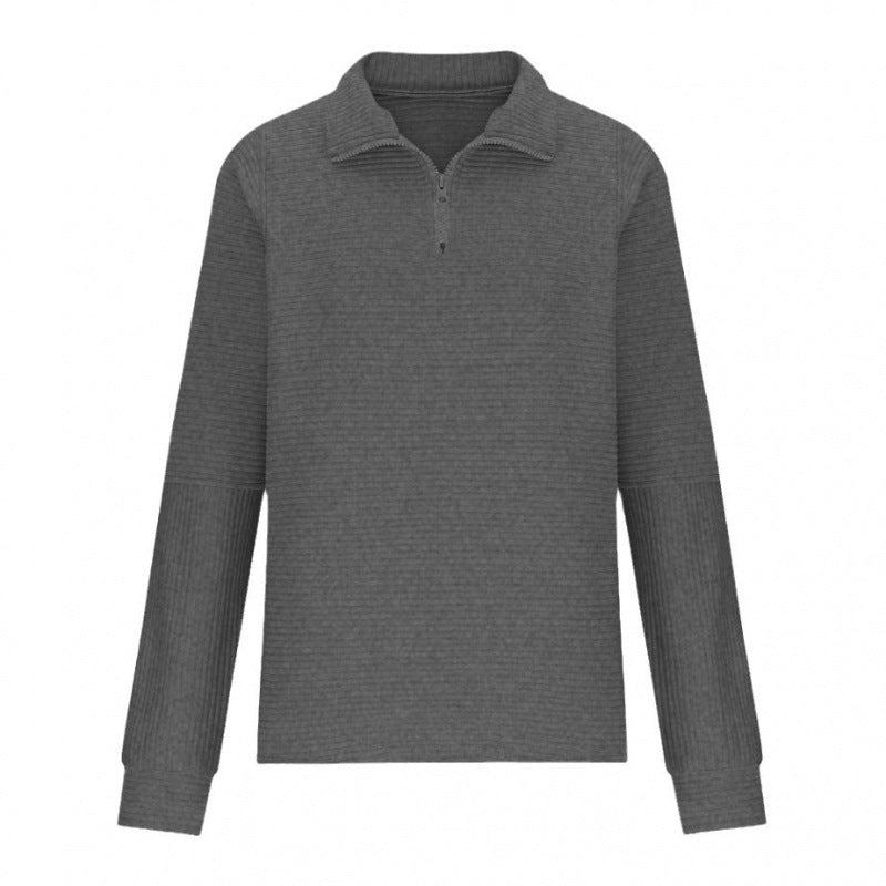 Women's cozy quilted sweater with high collar and half zipper NOVAE