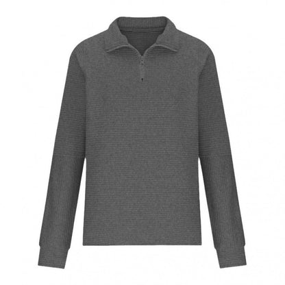 Women's cozy quilted sweater with high collar and half zipper NOVAE