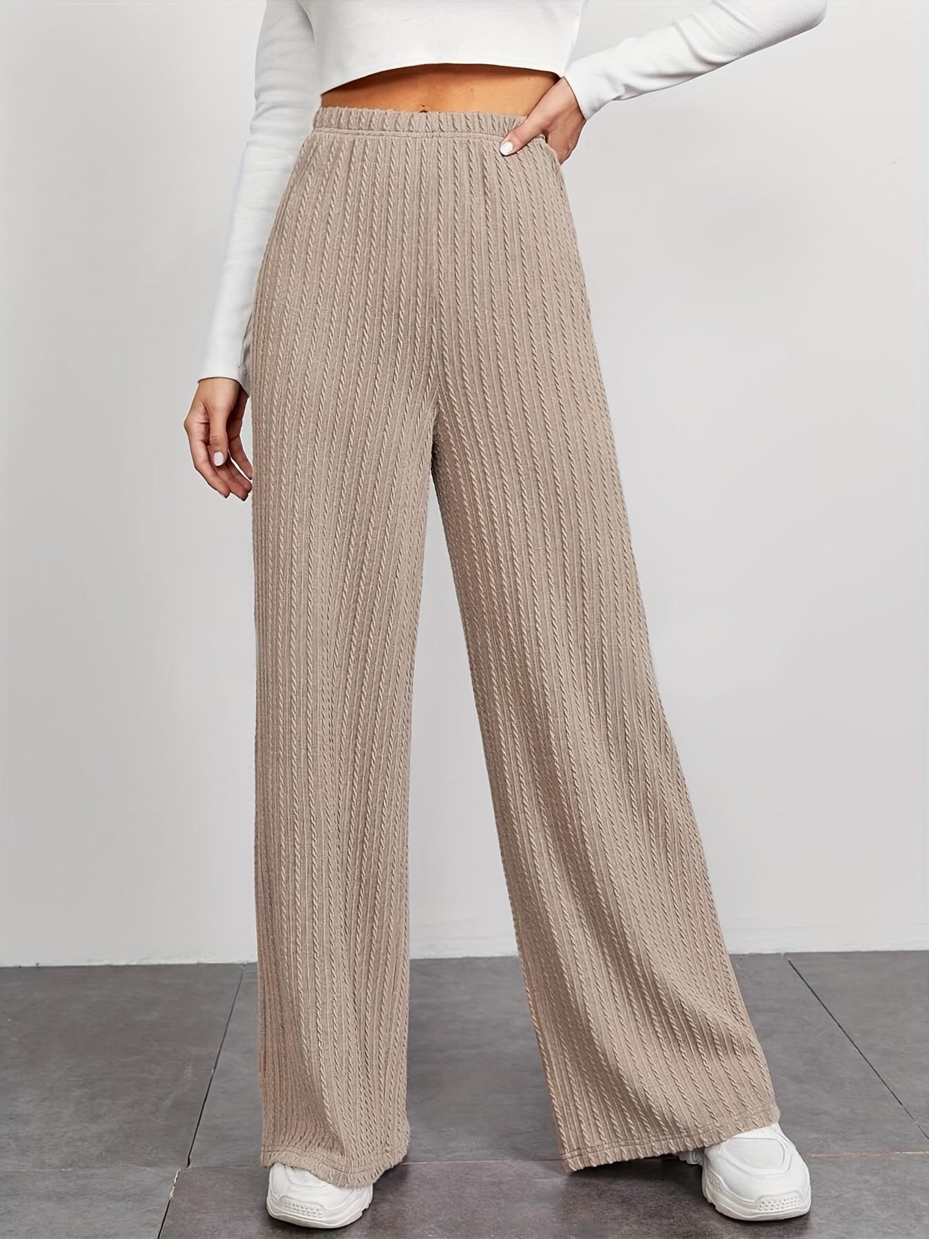 Women's wide-leg knit trousers with a sophisticated textured pattern NOVAE