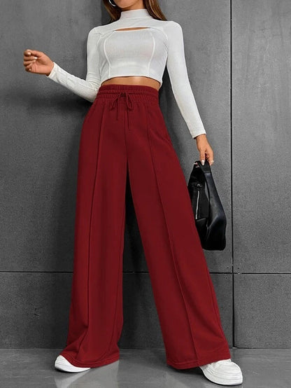 Women's wide-leg sports trousers with elasticated waistband and side pockets NOVAE