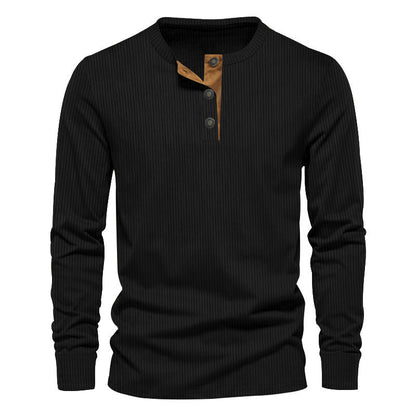 Men's casual long-sleeved shirt with button placket and ribbed texture NOVAE