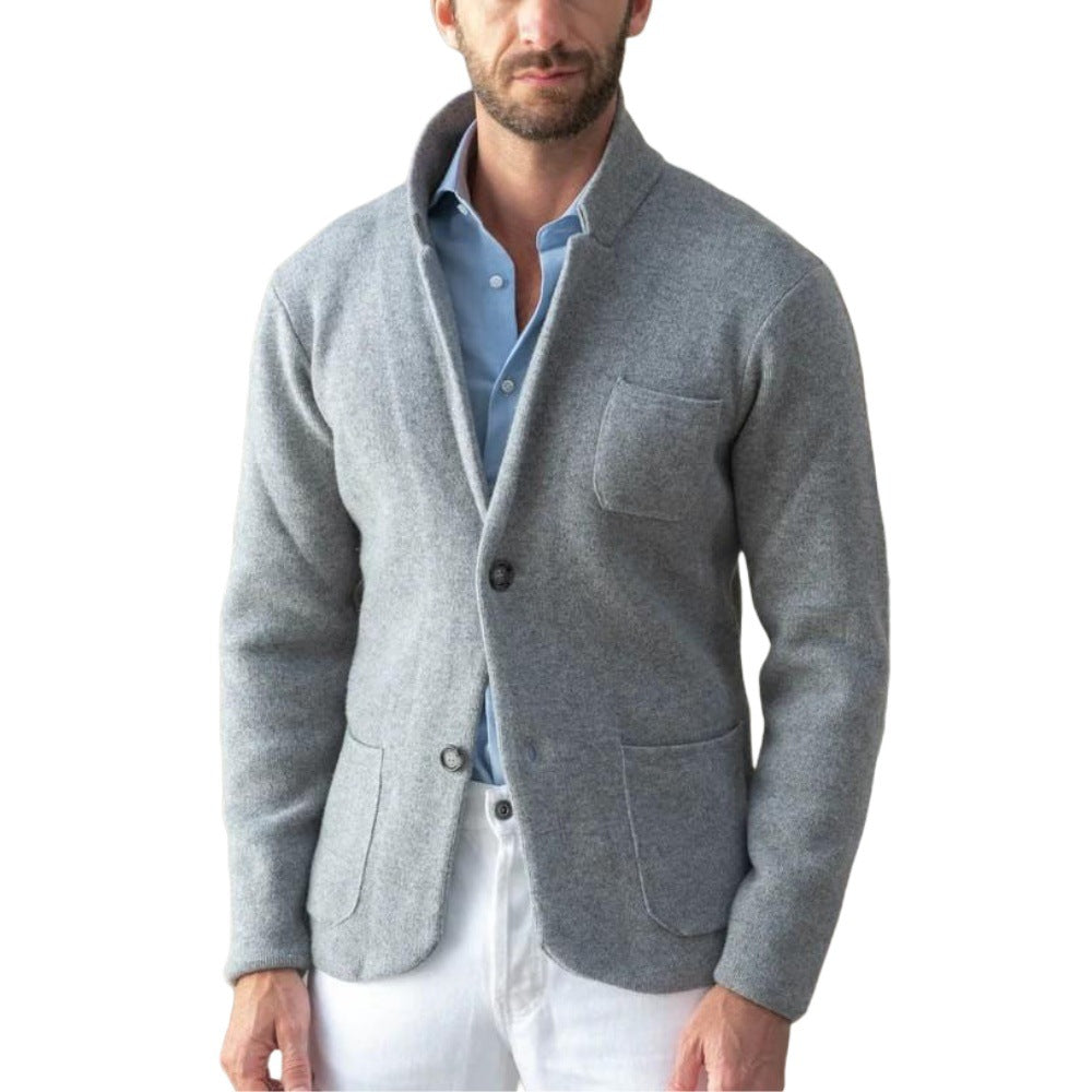 Men's modern cut knit coat with comfortable collar and practical pockets NOVAE