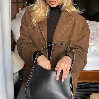 Women's fashionable suede blazer in a casual oversized style NOVAE