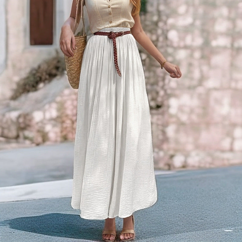 Women's Long Maxi Skirt with Elastic Waistband and Flowing Fabric NOVAE
