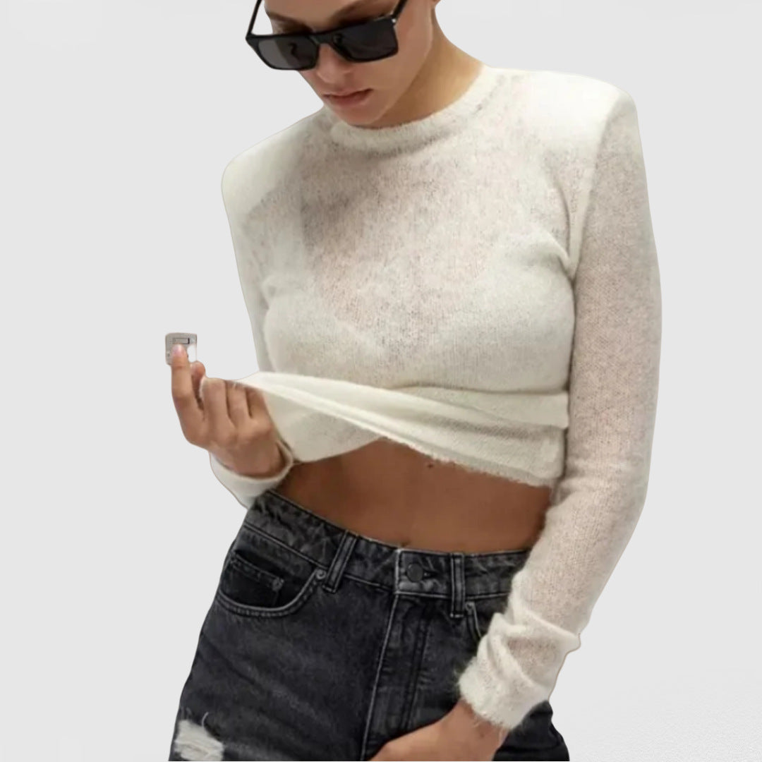 Women's Transparent V-Neck Knit Sweater NOVAE
