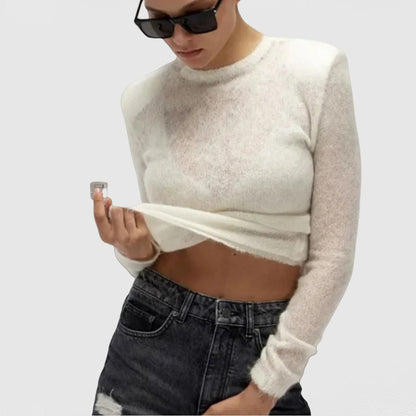 Women's Transparent V-Neck Knit Sweater NOVAE
