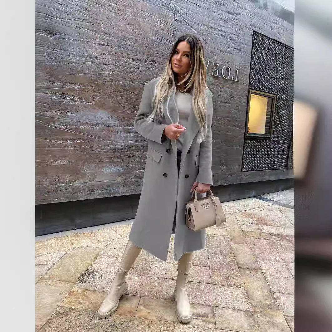 Women's Elegant and Timeless Double-Breasted Wool Coat NOVAE