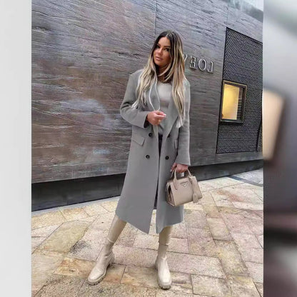 Women's Elegant and Timeless Double-Breasted Wool Coat NOVAE