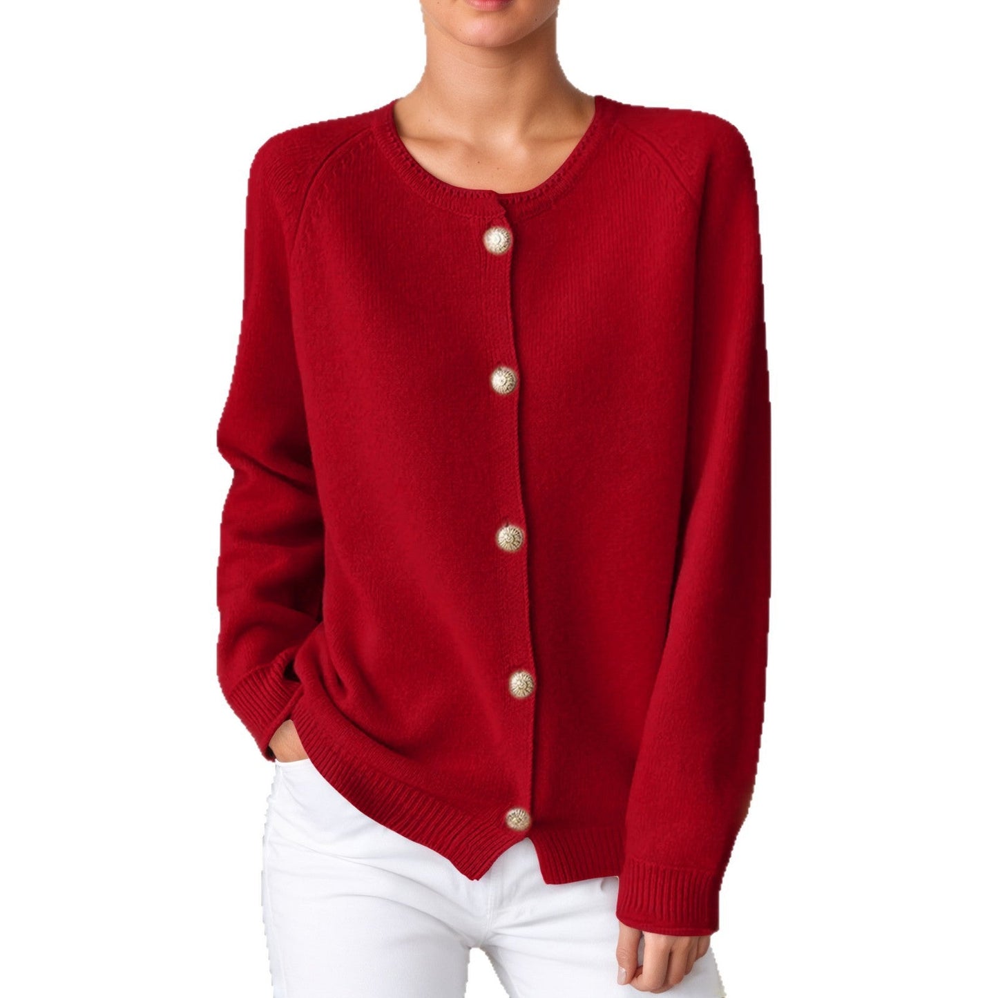 Women's cozy knit cardigan with button details and elasticated cuffs NOVAE