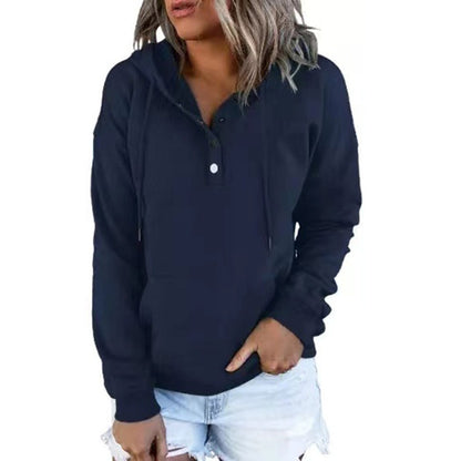 Women's hoodie with button details and practical pockets NOVAE