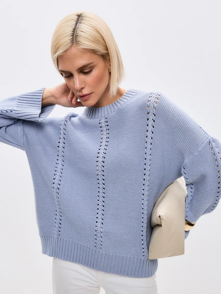 Women's Oversized Knit Sweater with Airy Texture and Special Details NOVAE