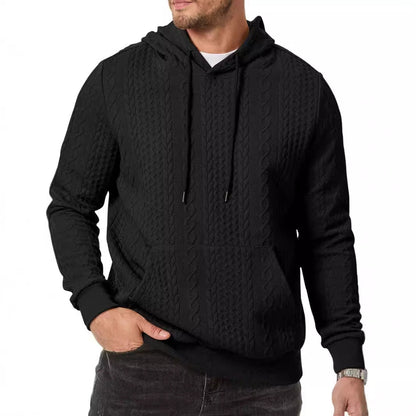 Men's hooded sweatshirt with textured cable knit pattern NOVAE