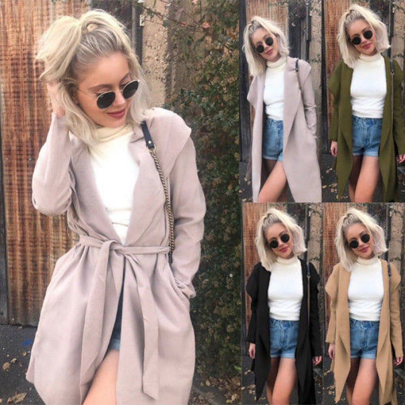 Women's Casual Trench Coat with Modern Cut and Waist Belt NOVAE