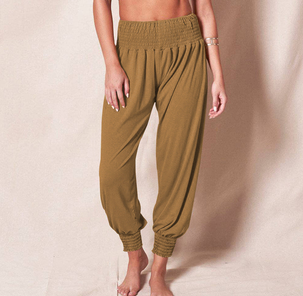 Women's Casual Harem Pants with Elastic Waistband and Side Pockets NOVAE