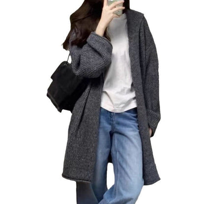 Women's chunky knit cardigan with open cut and casual design NOVAE