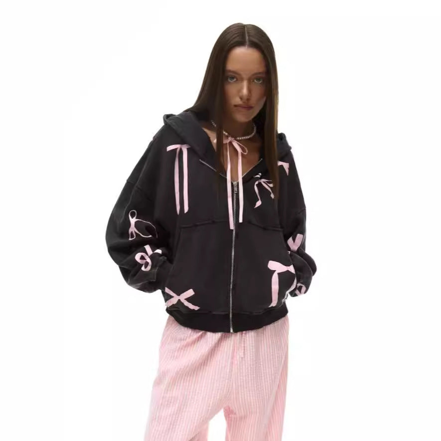 Women's Oversized Hooded Jacket with Eye-Catching Ribbon Design NOVAE