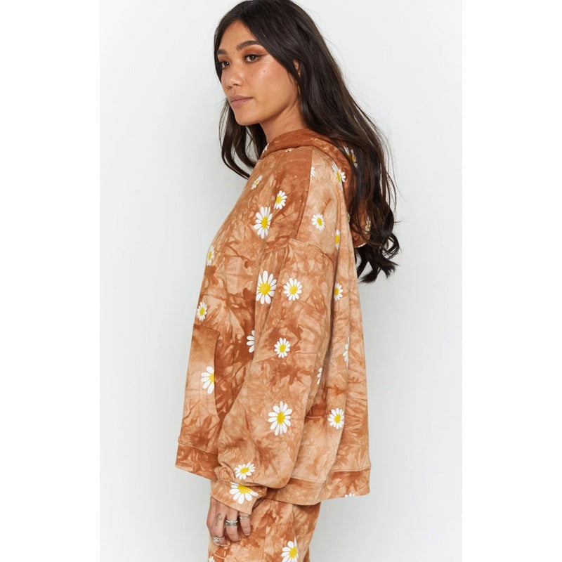 Women's Oversized Floral Pattern Hoodie NOVAE