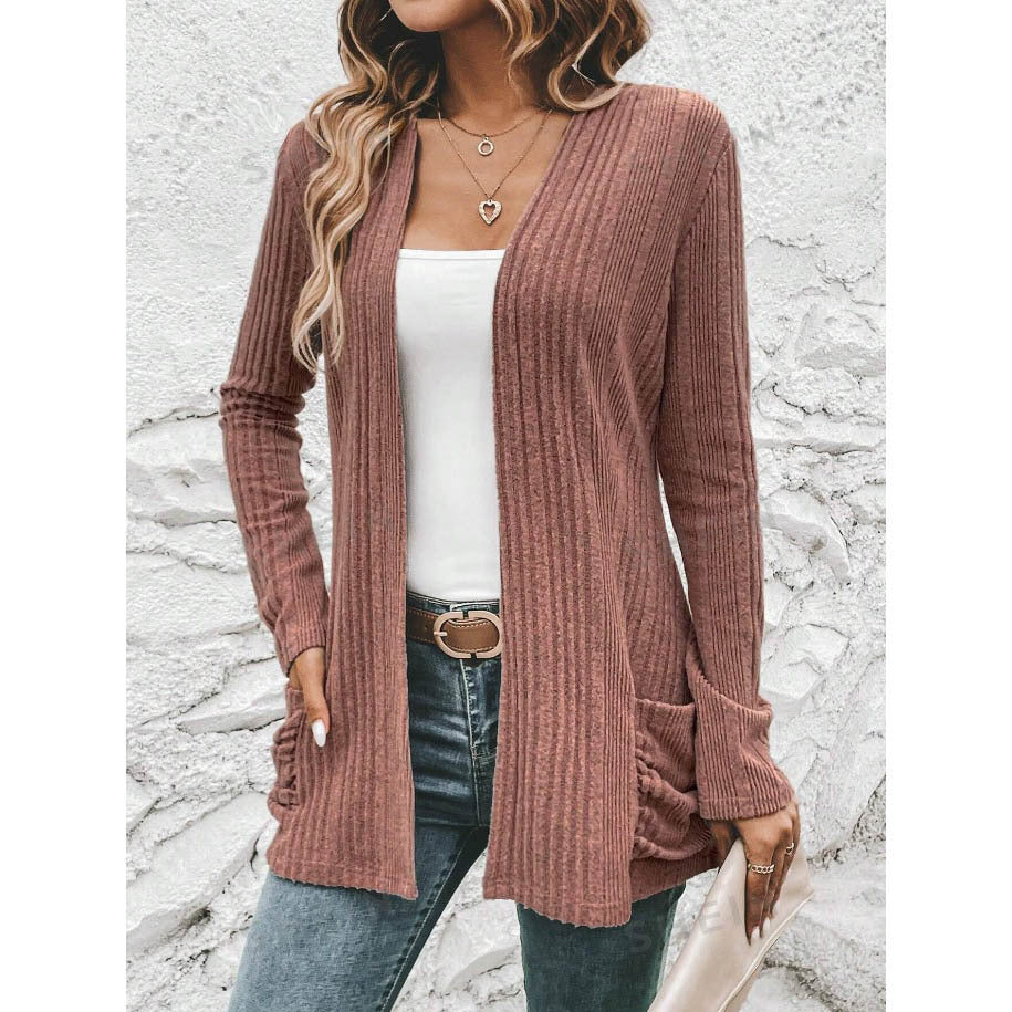 Women's cardigan with open design and practical pockets NOVAE