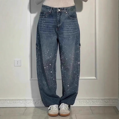 Women's fashionable mom jeans with shimmering details NOVAE