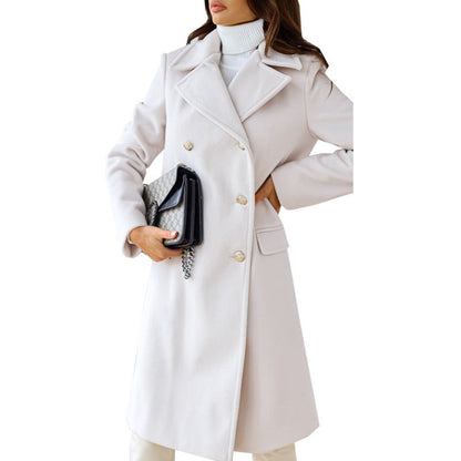 Women's elegant and timeless wool coat with double button placket NOVAE