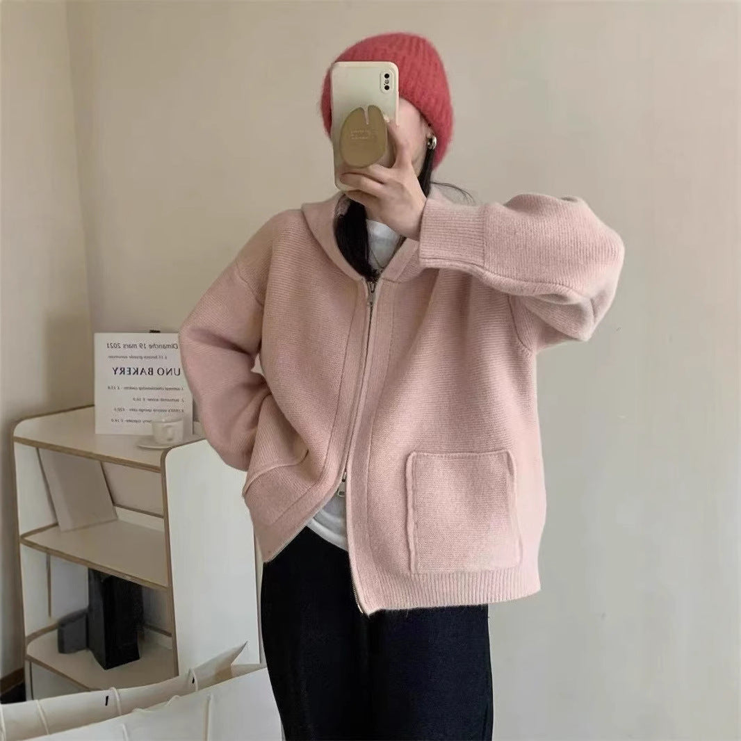 Women's Casual Oversized Cardigan with Hood and Pockets NOVAE