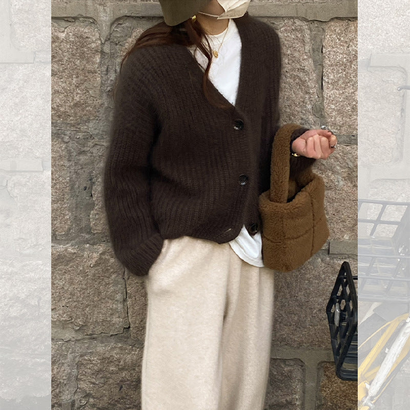 Women's Cozy Knit Cardigan with Large Buttons NOVAE