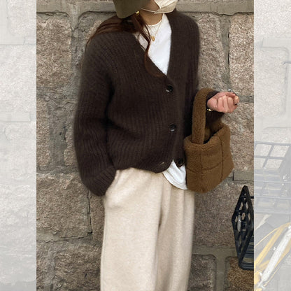 Women's Cozy Knit Cardigan with Large Buttons NOVAE