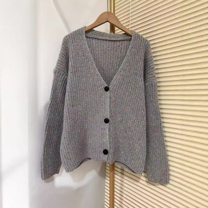 Women's Cozy Chunky Knit Cardigan with Button Detail and Wide Fit NOVAE