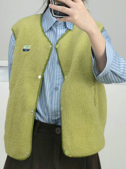 Women's soft and casual teddy vest with side pockets NOVAE