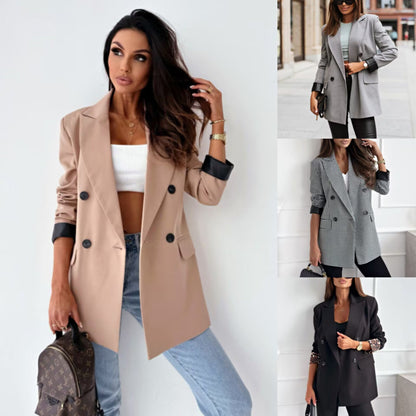 Women's elegant blazer with a wide cut and animal print on the sleeves NOVAE