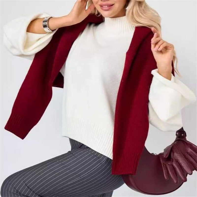 Women's knitted sweater with a relaxed fit and voluminous sleeves NOVAE
