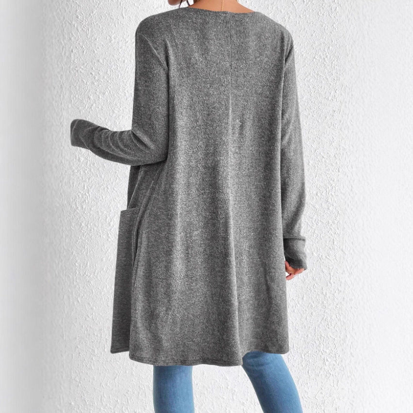 Women's Long Knit Cardigan with Practical Pockets NOVAE