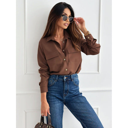 Women's fashionable blouse with pockets and button details NOVAE