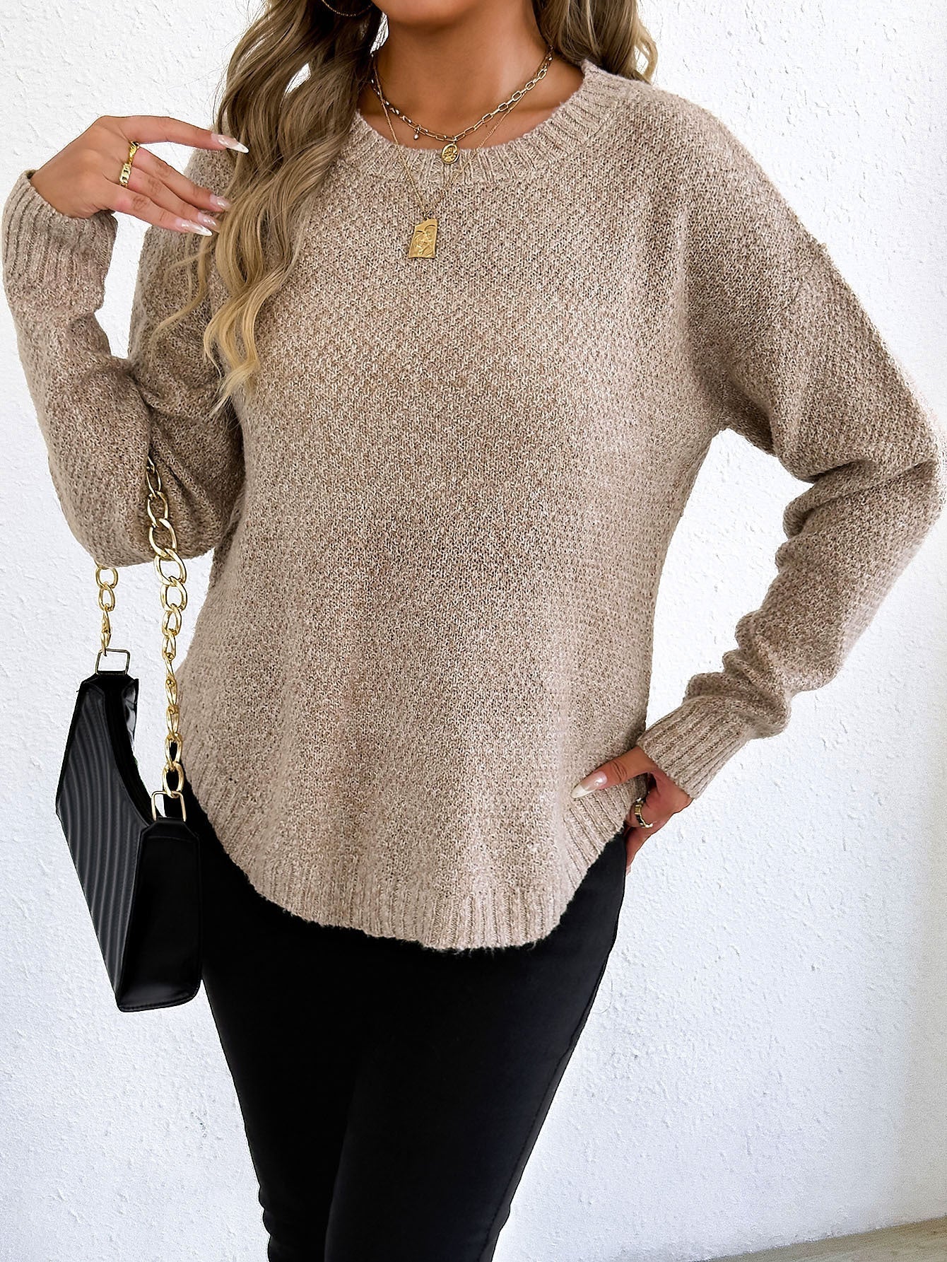 Women's casual knit sweater with high-quality textured pattern NOVAE