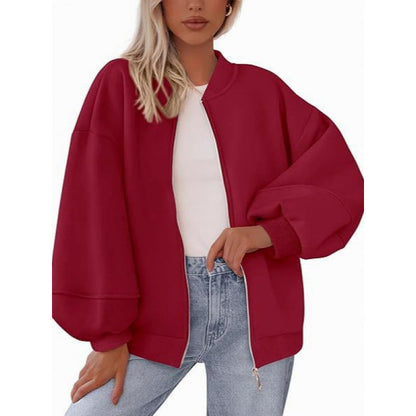Women's casual oversized jacket with zipper and balloon sleeves NOVAE