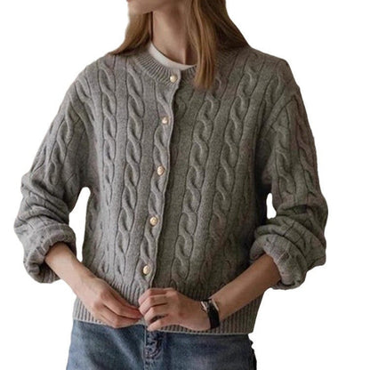 Women's cardigan with cable knit pattern and elegant button details NOVAE